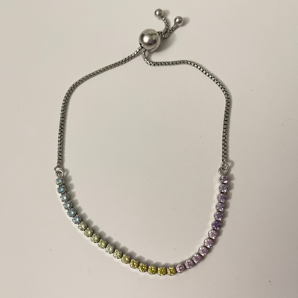 Pandora Sparkling Multi-Color Rainbow Slider Bracelet Sterling Silver S925